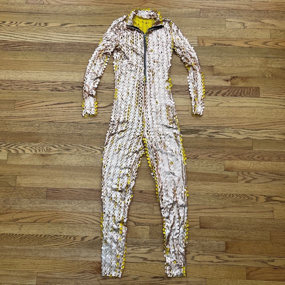 Y2K Rose Gold & Golden Yellow Zip Up Cut Out Festival Pantsuit